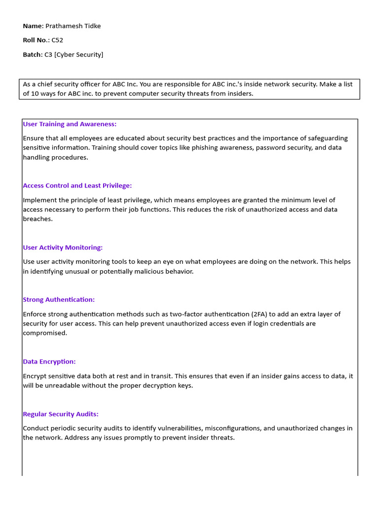 10 Insider Threat Prevention Strategies | PDF | Security | Computer ...