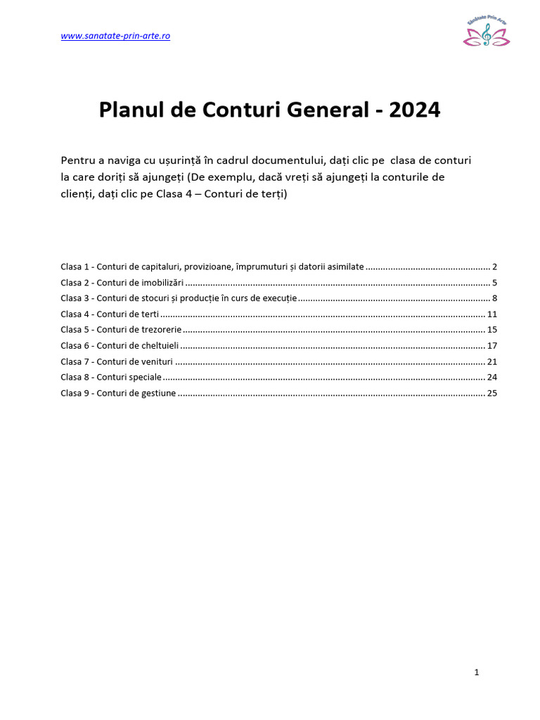 Planul General de Conturi Contabile 2024 | PDF