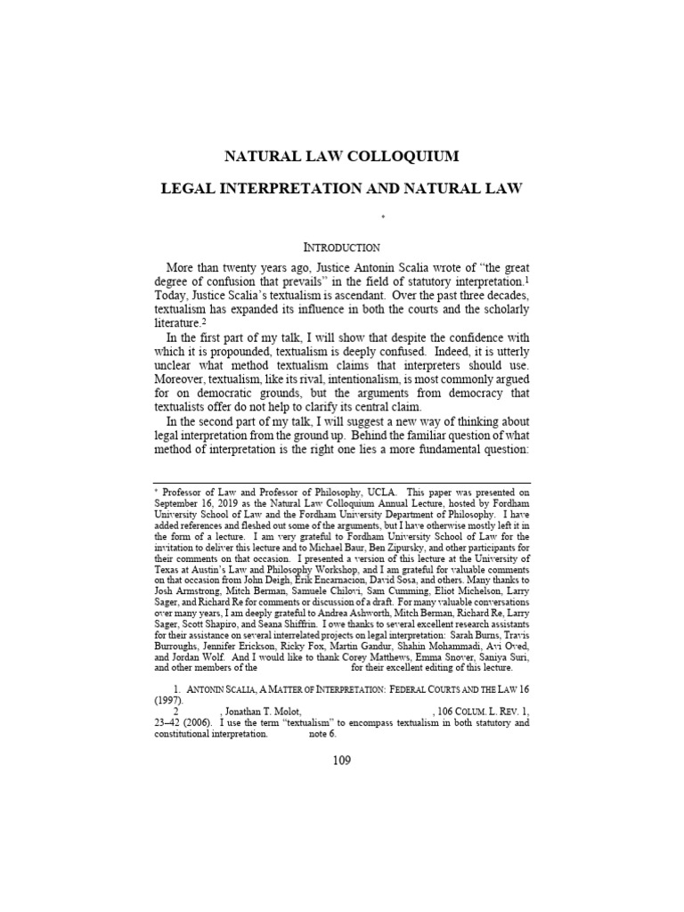 Legal Interpretation and Natural Law | PDF | Statutory Interpretation ...