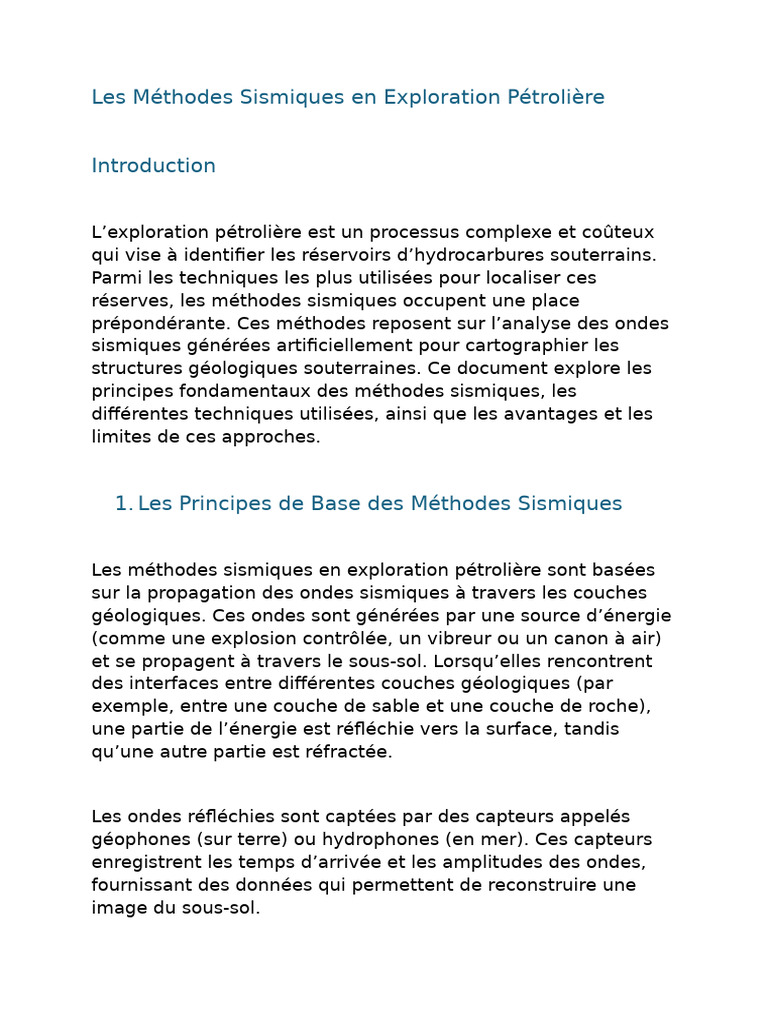 Méthodes Sismiques en Exploration Pétrolière | PDF | Prospection ...