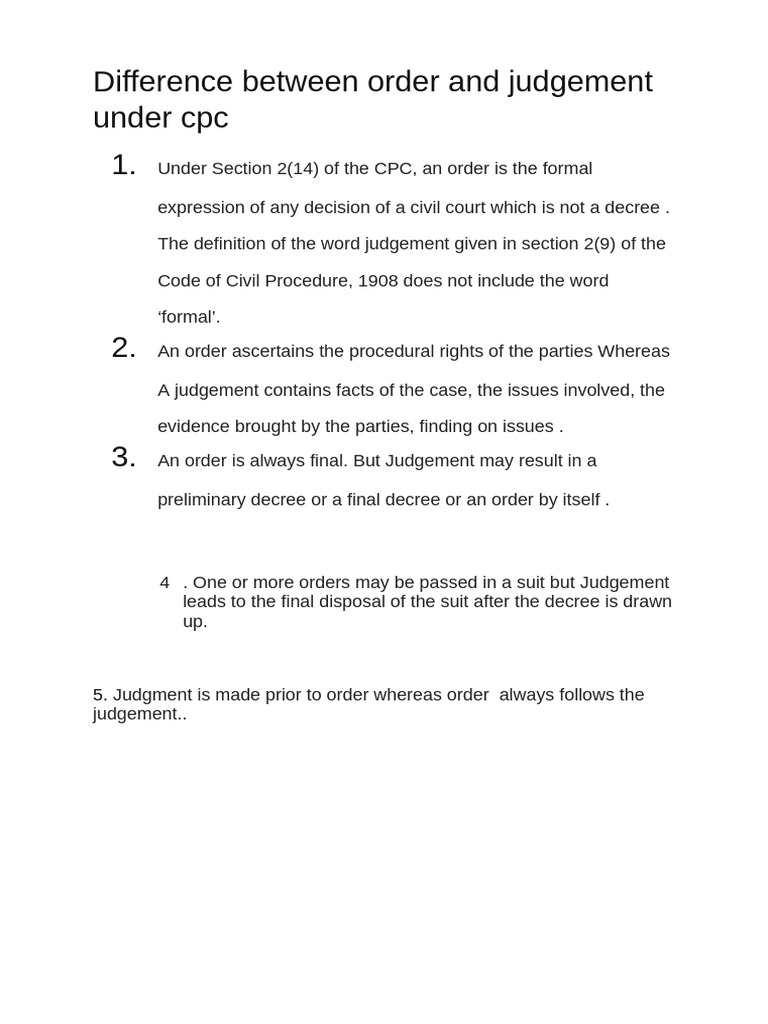 CPC: Orders vs Judgements Explained | PDF | Lawsuit | Judgment (Law)