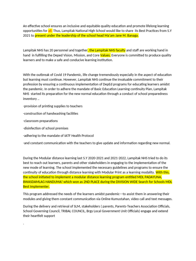 An Effective School Ensures An Inclusive And Equitable Quality