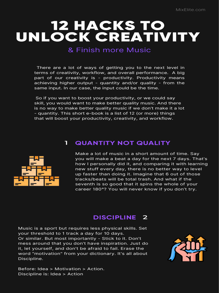 Mix Elite - 12 Hacks To Unlock Creativity & Finish More Music | PDF ...