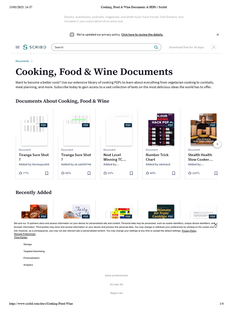 Cooking Documents & PDFs on Scribd | PDF | Scribd | Http Cookie