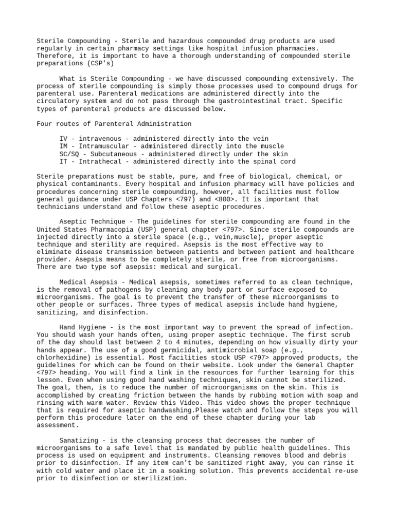 Sterile and non sterile compounding p4 pdf hand washing