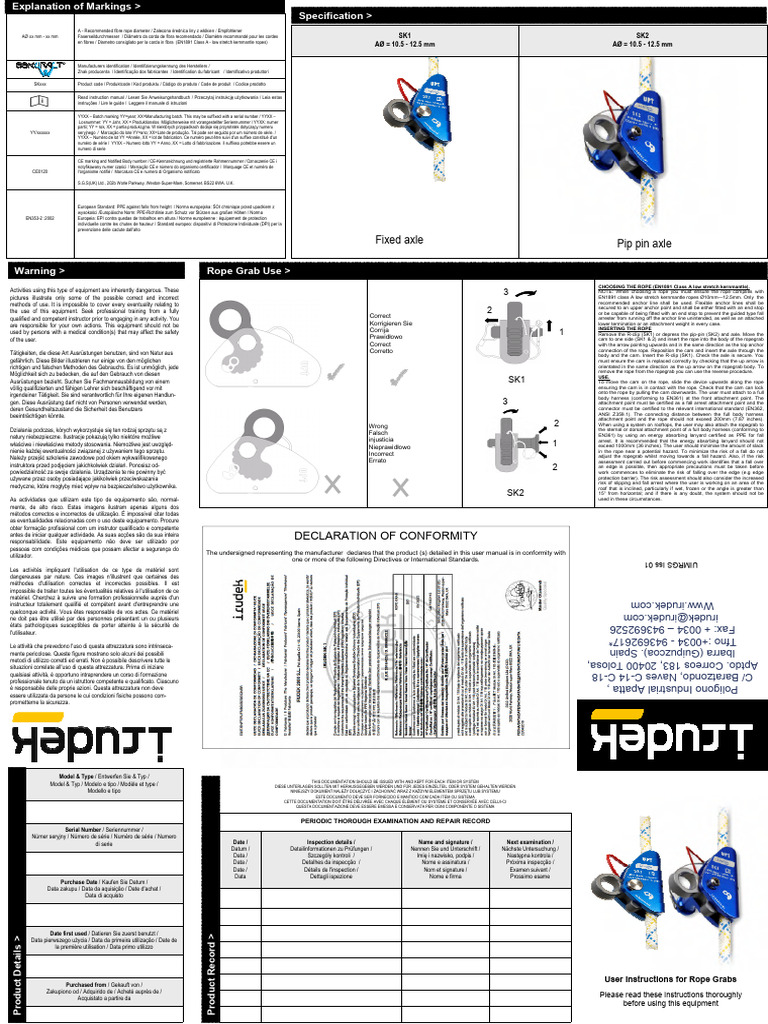 Rope Grab Equipment Markings Guide | PDF | Safety | Rope