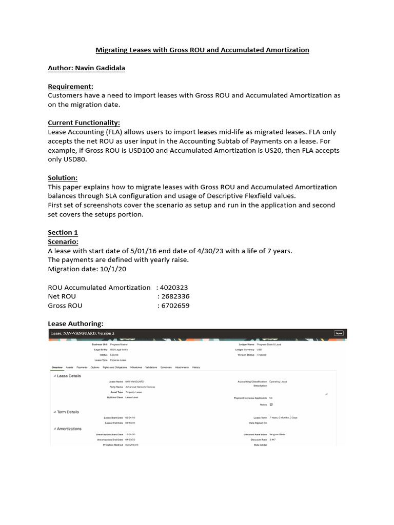 Migrating Leases: ROU & Amortization Guide | PDF | Debits And Credits ...