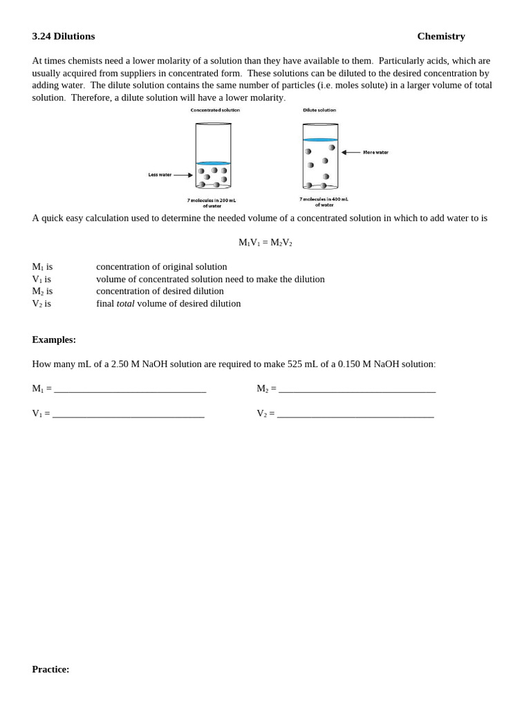 3.24 Dilutions Practice | PDF