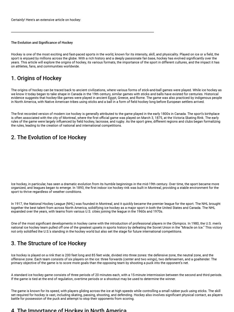 HOCKEY | PDF | Ice Hockey | National Hockey League