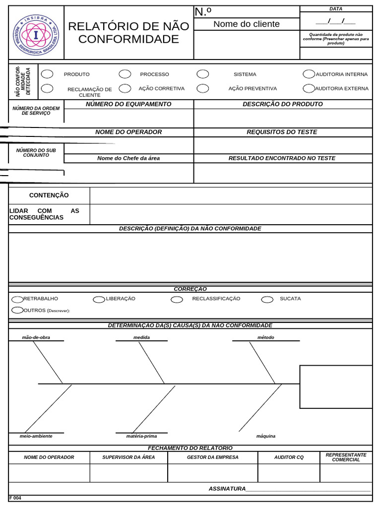 F004 Modelo RNC | PDF