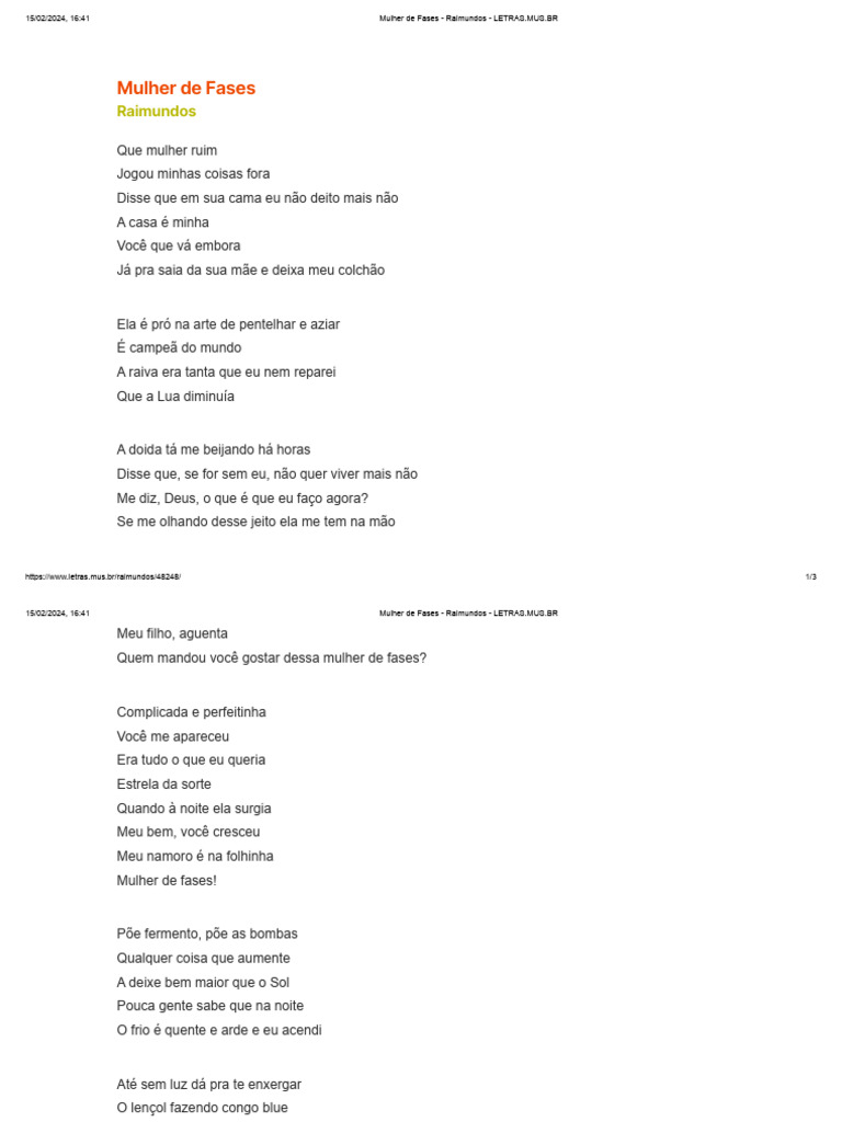 Mulher de Fases - Raimundos | PDF