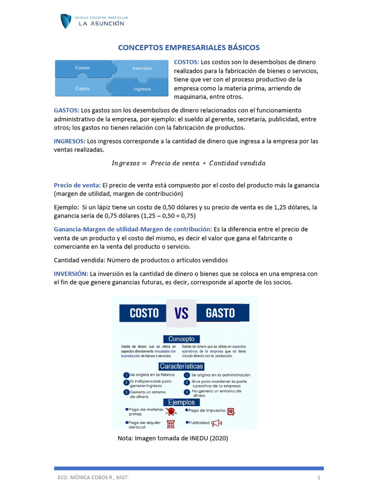 Costos y Gastos Empresariales Esenciales | PDF | Business | Costo
