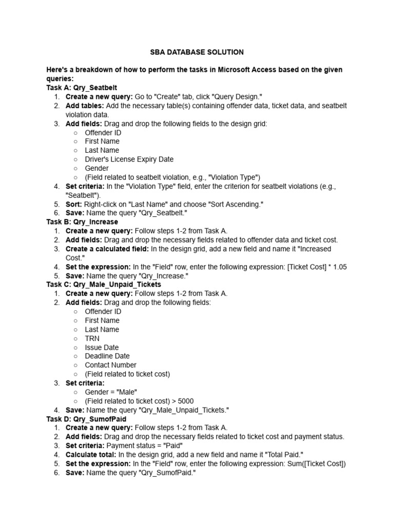 Microsoft Access Query Guide | PDF | Microsoft Access | Computer Data