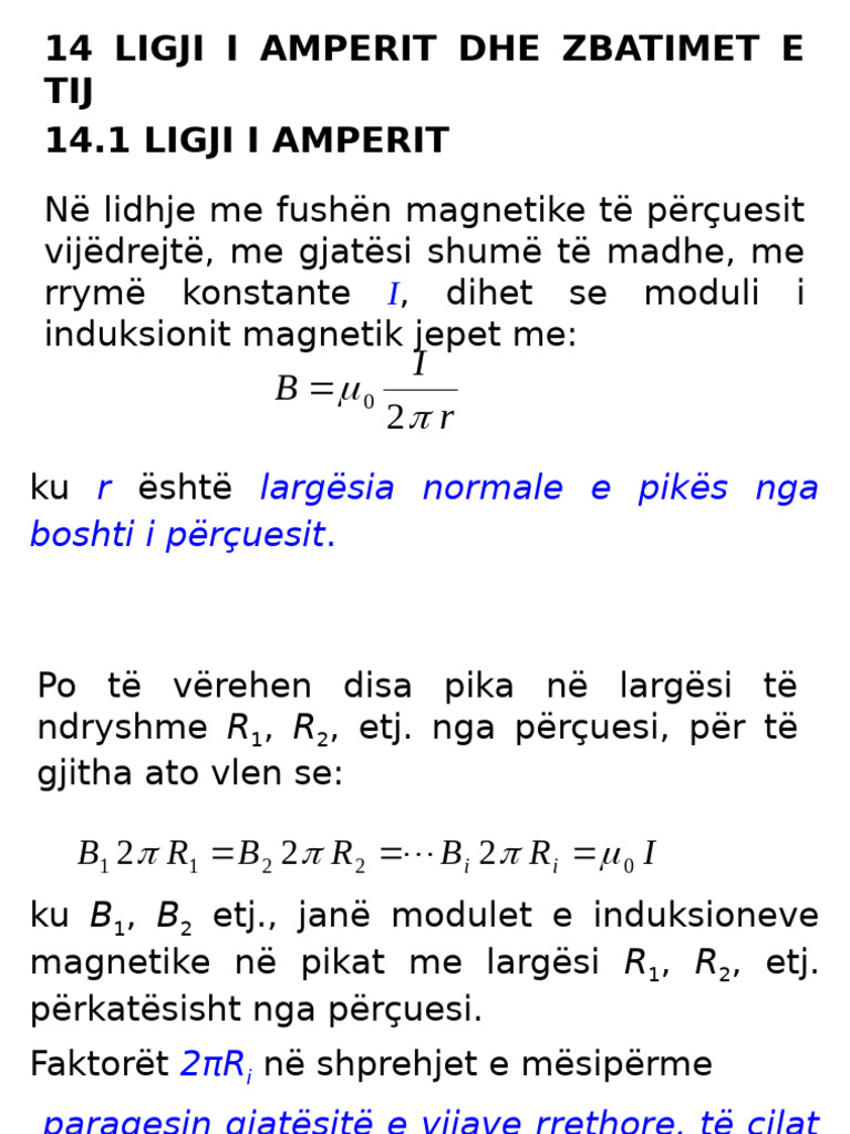 14 Ligji I Amperit Dhe Zbatimet E TIJ 14.1 Ligji I Amperit | PDF