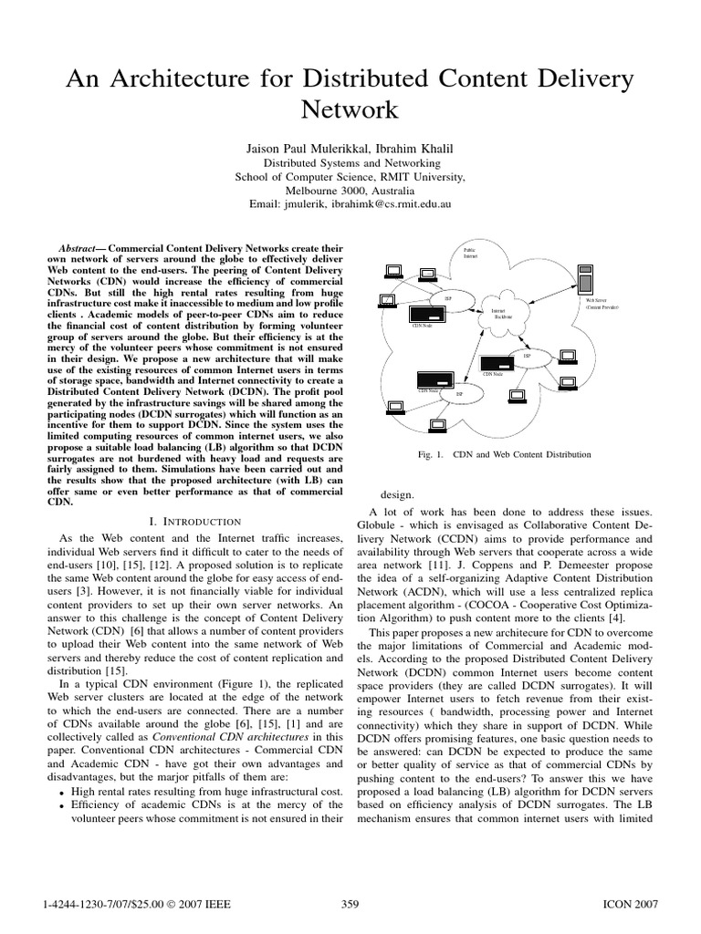Distributed Content Delivery Network Architecture | PDF | Load ...
