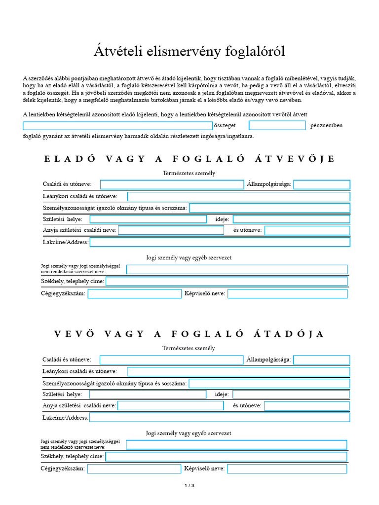 Foglalo Atveteli Elismerveny | PDF