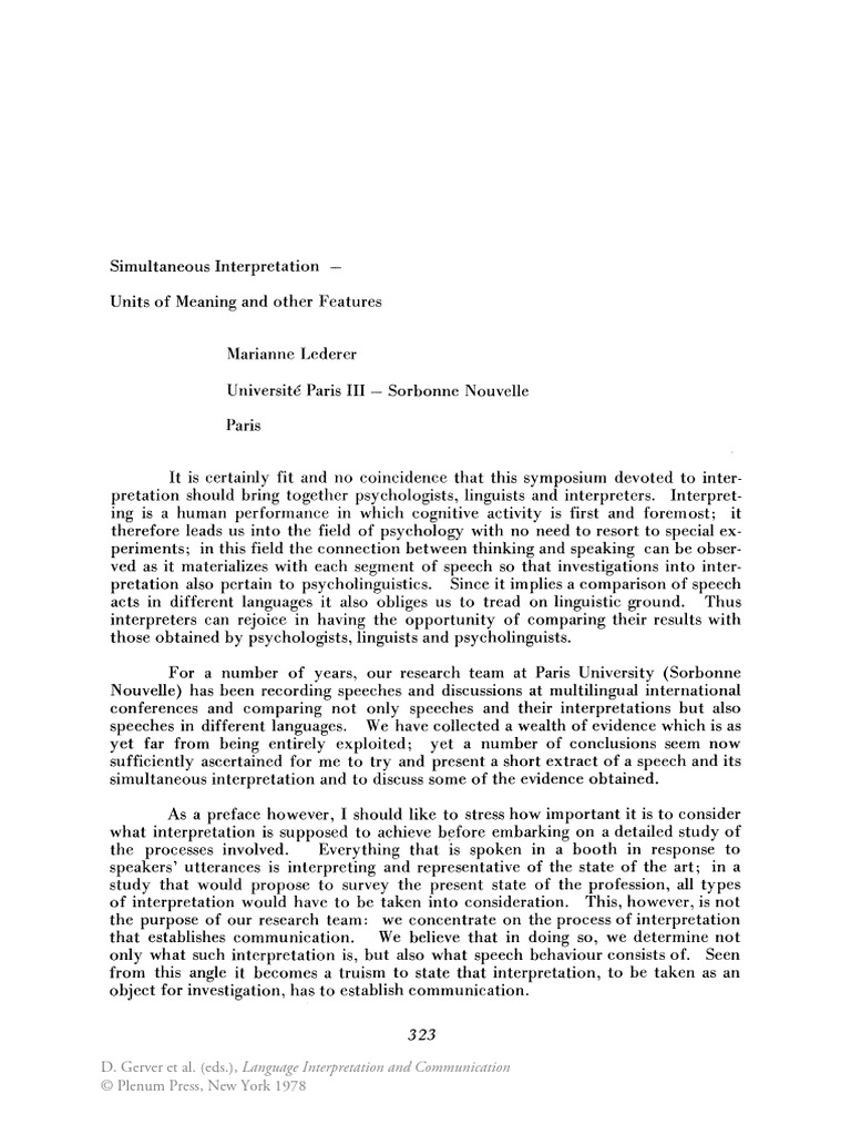 Features of Simultaneous Interpretation | PDF | Language Interpretation ...
