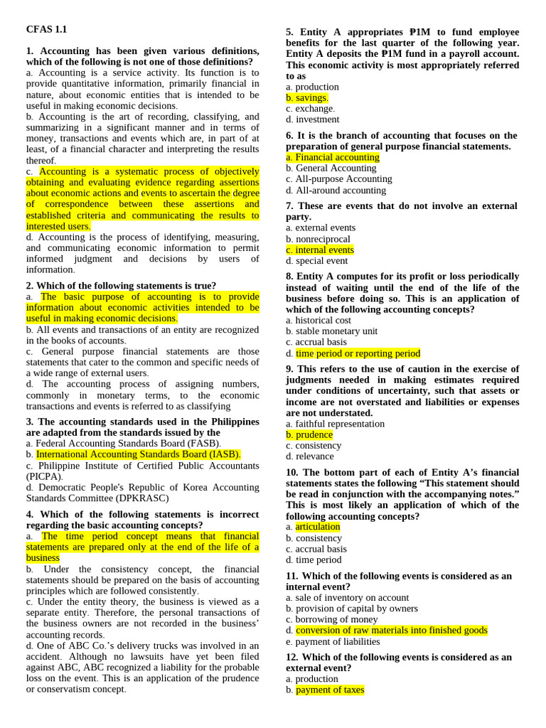 Basic Accounting Exam Questions | PDF | Accounting | Financial Statement