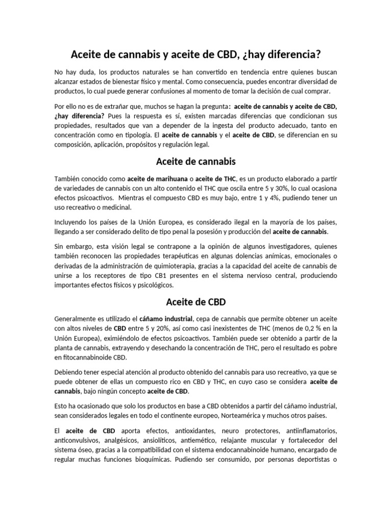 Aceite de Cannabis y Aceite de CBD | PDF | Cannabis (Droga) | Canabis