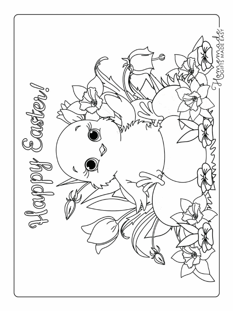 Spring Coloring Pages Cute Chick Eggs Spring Flowers | PDF