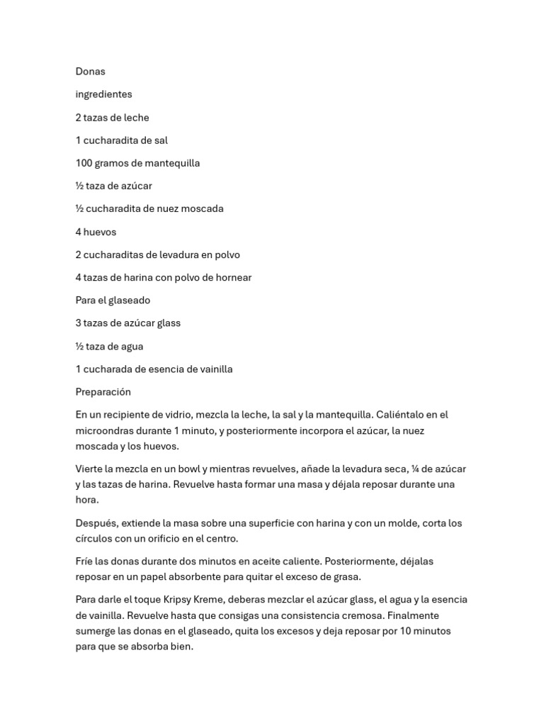 Receta De Donas Caseras Glaseadas Pdf