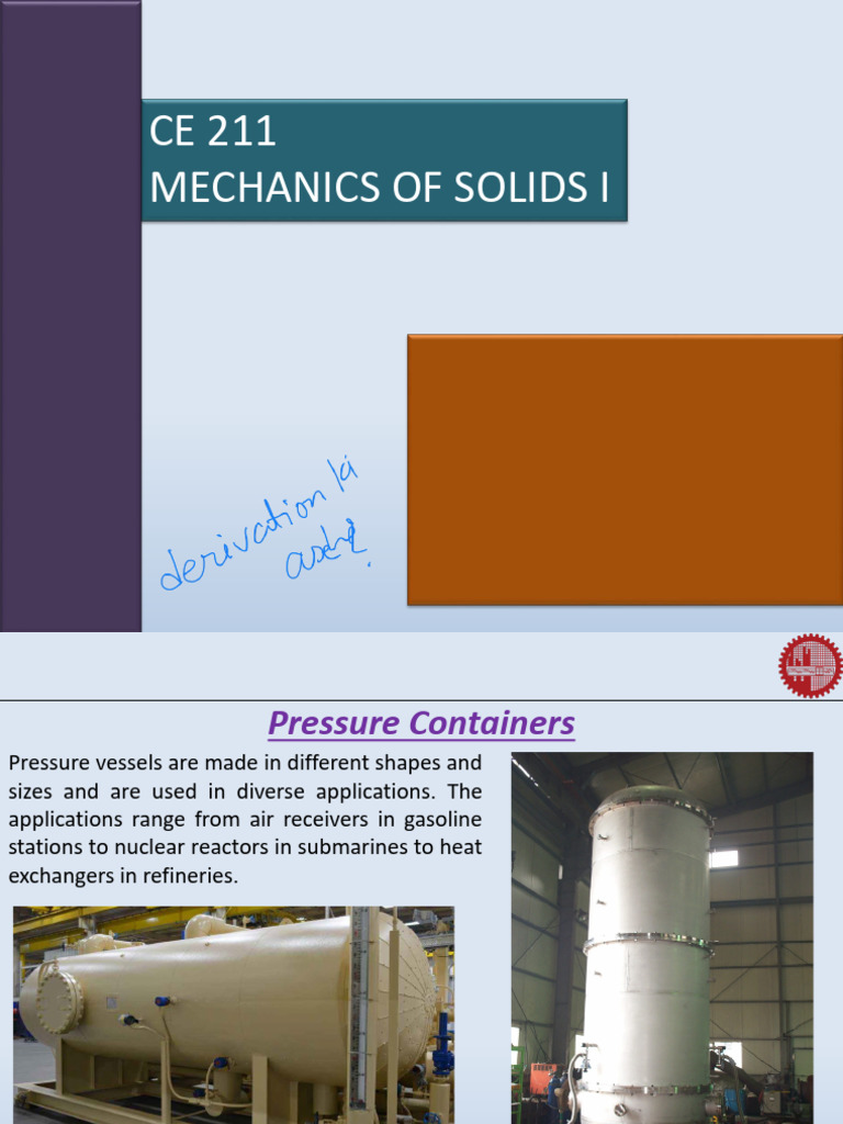 Mechanics of Thin-Walled Pressure Vessels | PDF | Stress (Mechanics ...