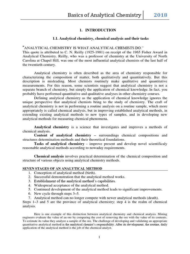 Overview of Analytical Chemistry Basics | PDF | Analytical Chemistry ...