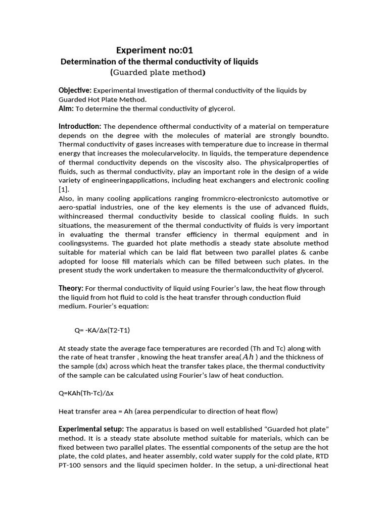 Experiment No - Docx Hot Lab | PDF | Heat Transfer | Thermal Conduction