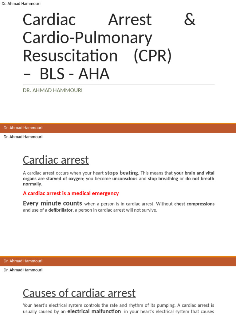 Lecture 3 - Cardio-Pulmonary Resuscitation (CPR) | PDF ...