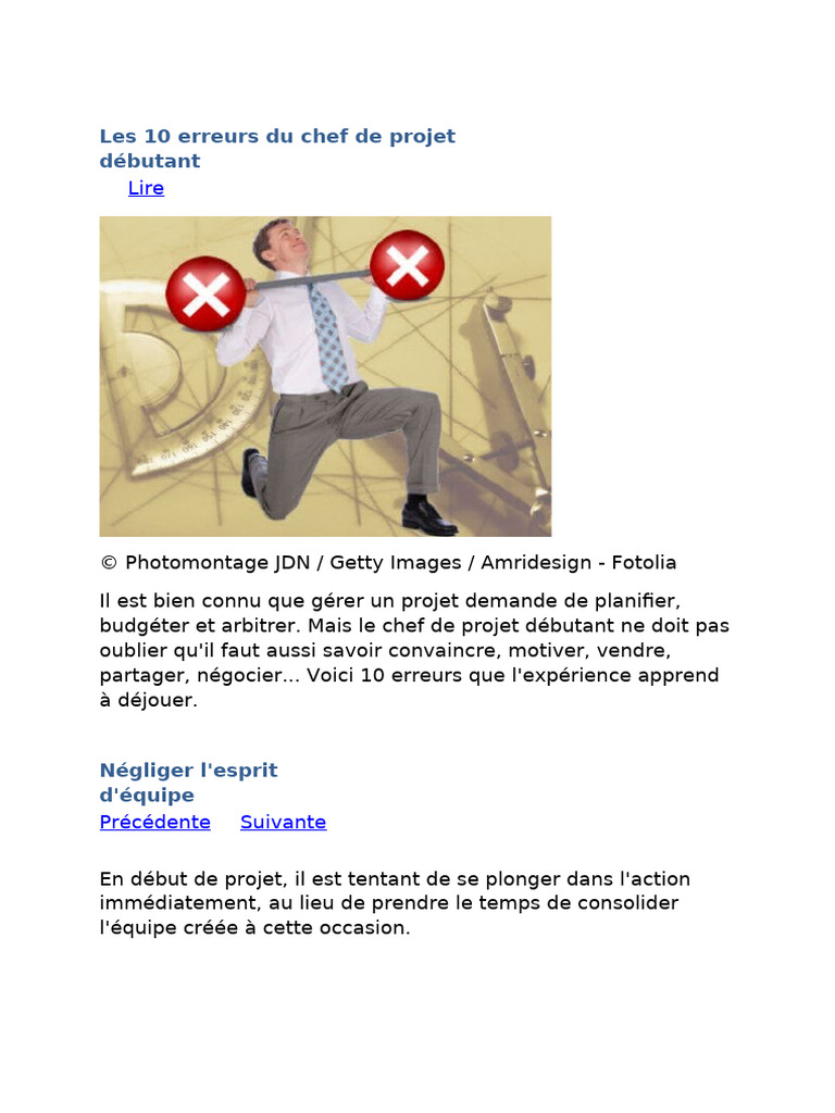 10 erreurs à éviter pour chefs de projet | PDF | la communication | Risque