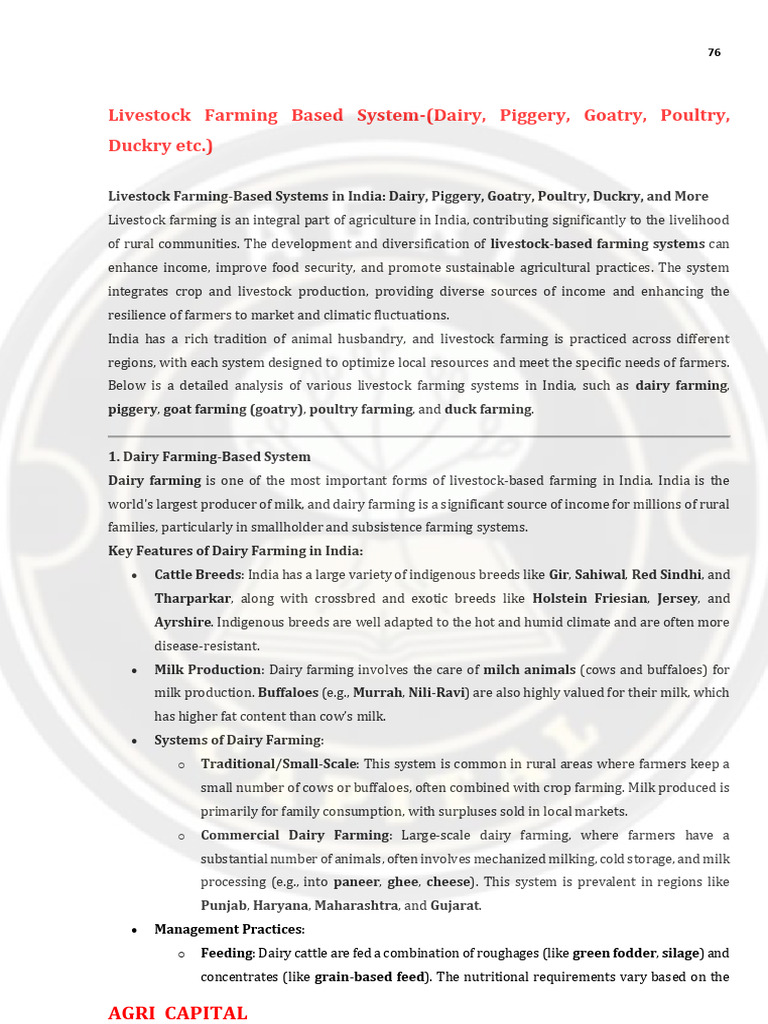 Livestock Farming Systems in India | PDF | Agriculture | Dairy Farming