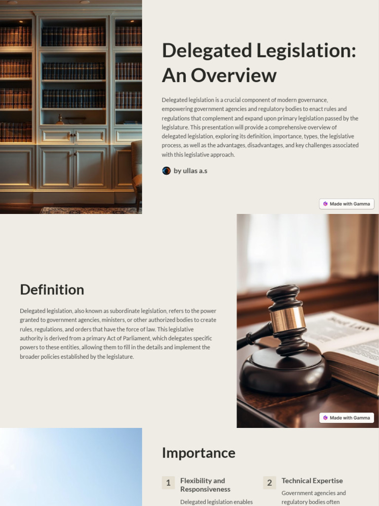 Delegated Legislation An Overview | PDF | Governance | Policy