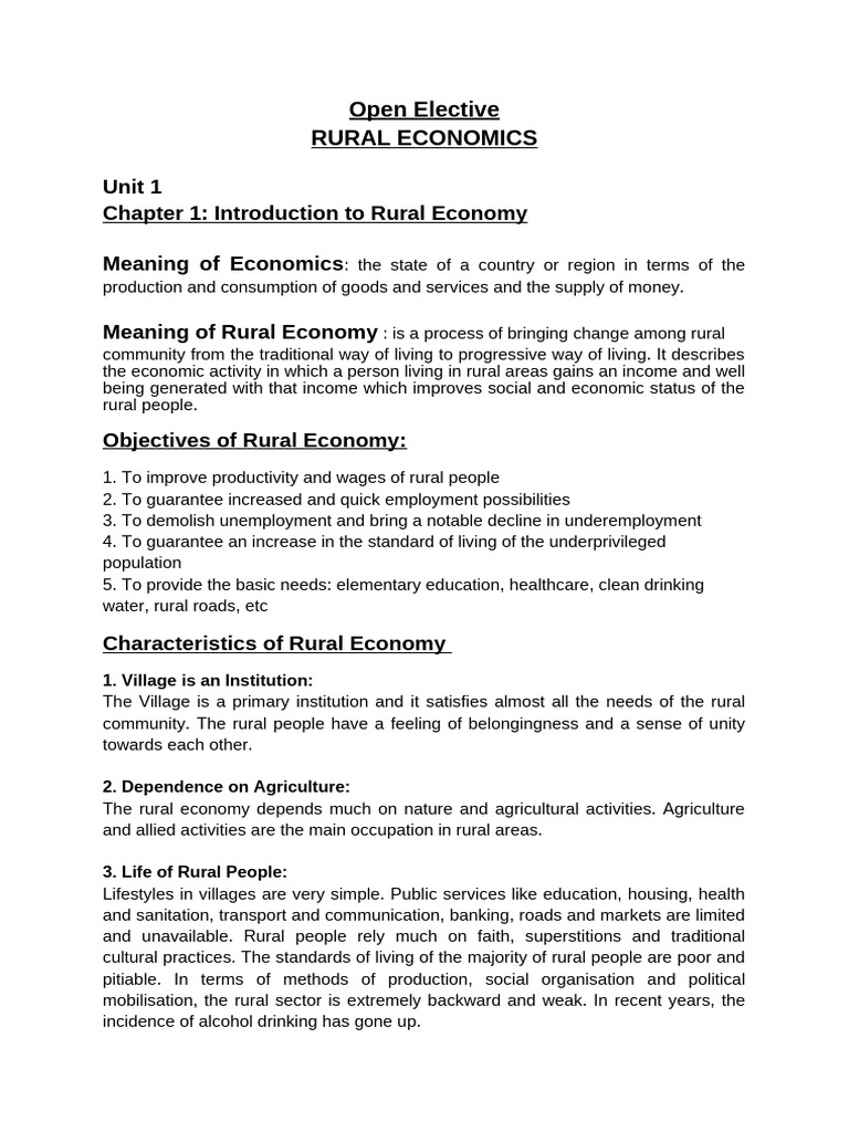 Chapter 1 (Rural Economics) | PDF | Sustainable Development ...