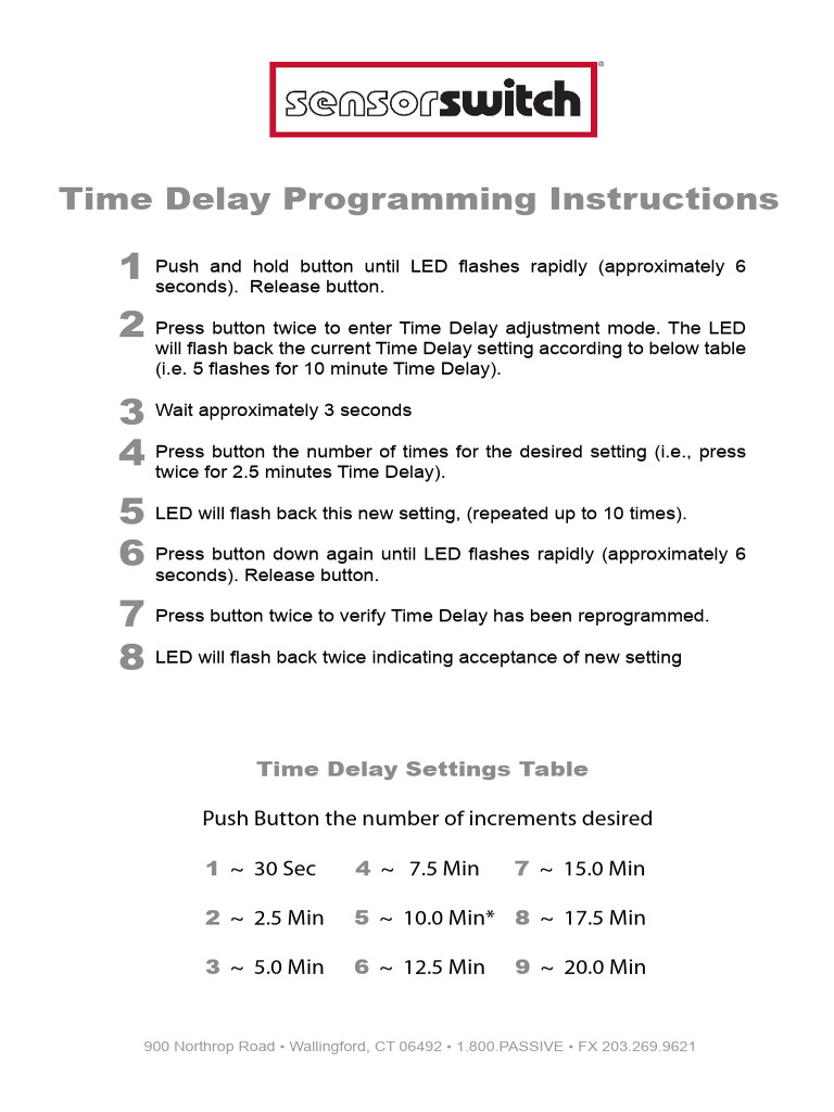 Light Switch Time Delay Programming | PDF