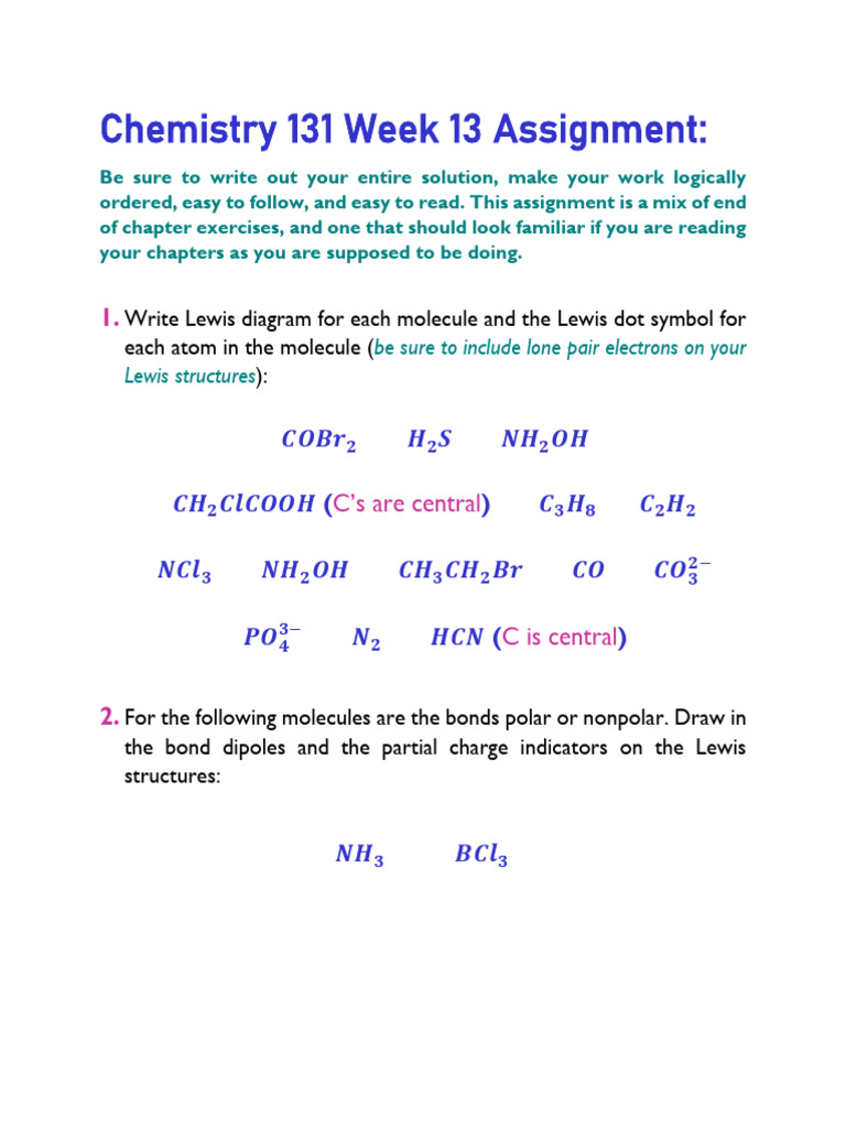 Chem131_Week13_Assignment (1) | PDF