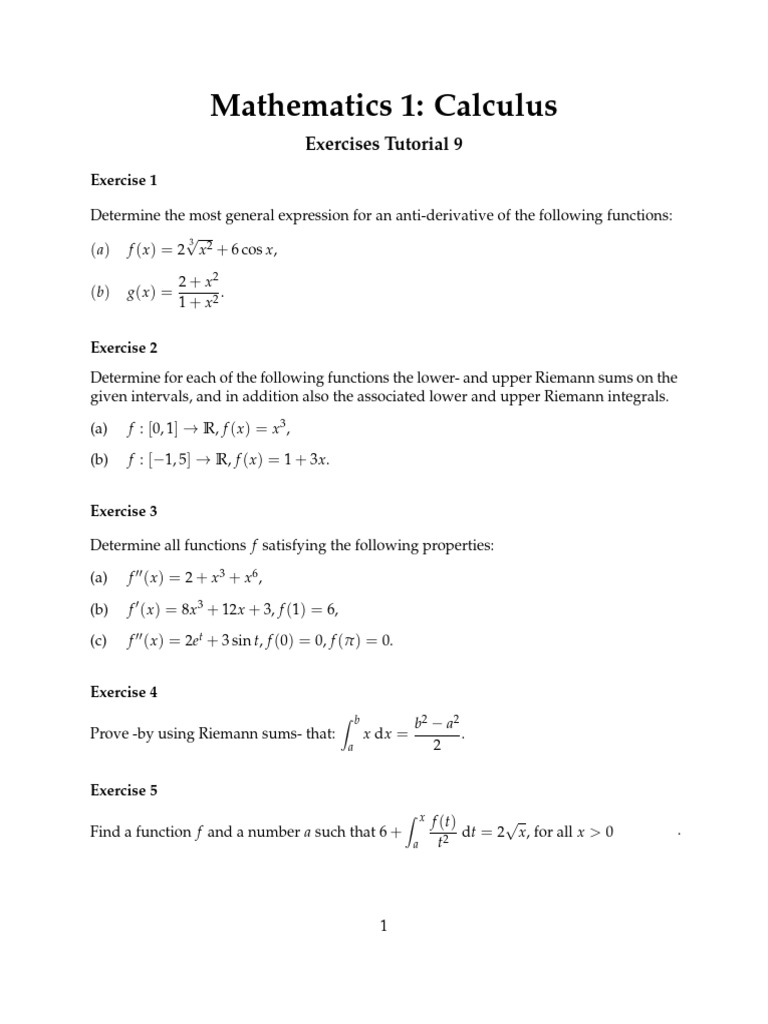 Math1+Calculus+ +Tutorial+9+20242025 | PDF