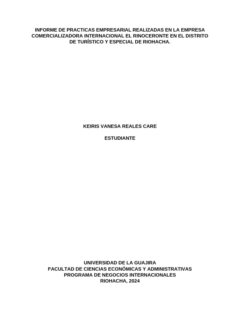 Informe de Prácticas en El Rinoceronte | PDF | Business | Calidad ...
