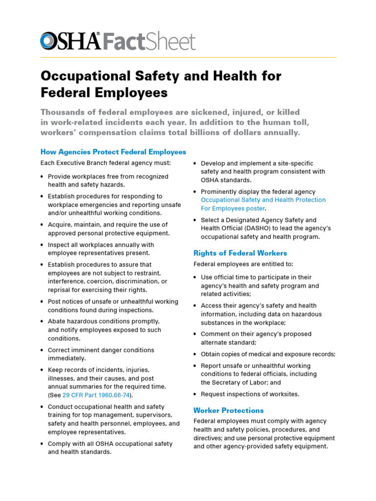 Federal Employee Safety Guidelines | PDF | Occupational Safety And ...