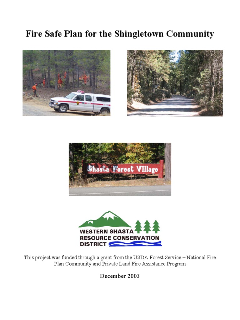 Fire Safe Plan For The Shingletown Community PDF Wildfire Risk