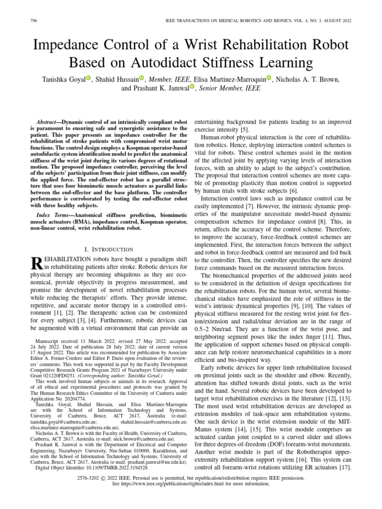 Impedance Control for Wrist Rehab Robot | PDF | Anatomical Terms Of ...