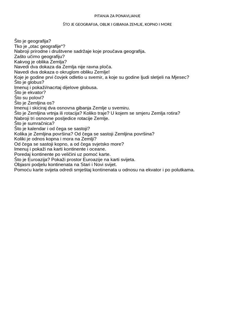 5.3.1. Pitanja Za Ponavljanje - Što Je Geografija, Oblik I Gibanja ...