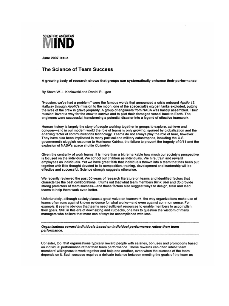 Foundations of Teamwork and Leadership | PDF