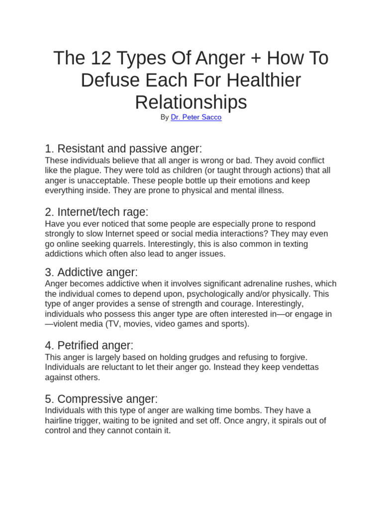 12 Types of Anger Explained | PDF | Anger | Psychology