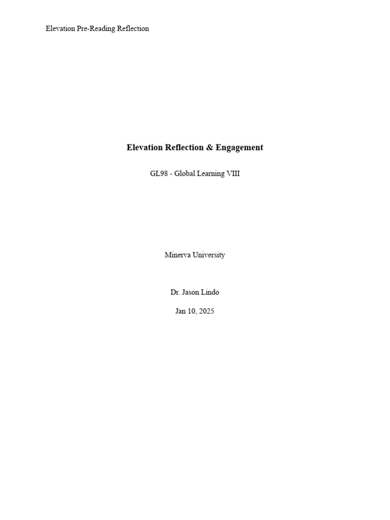 GL98 Elevation Reflection & Engagement | PDF