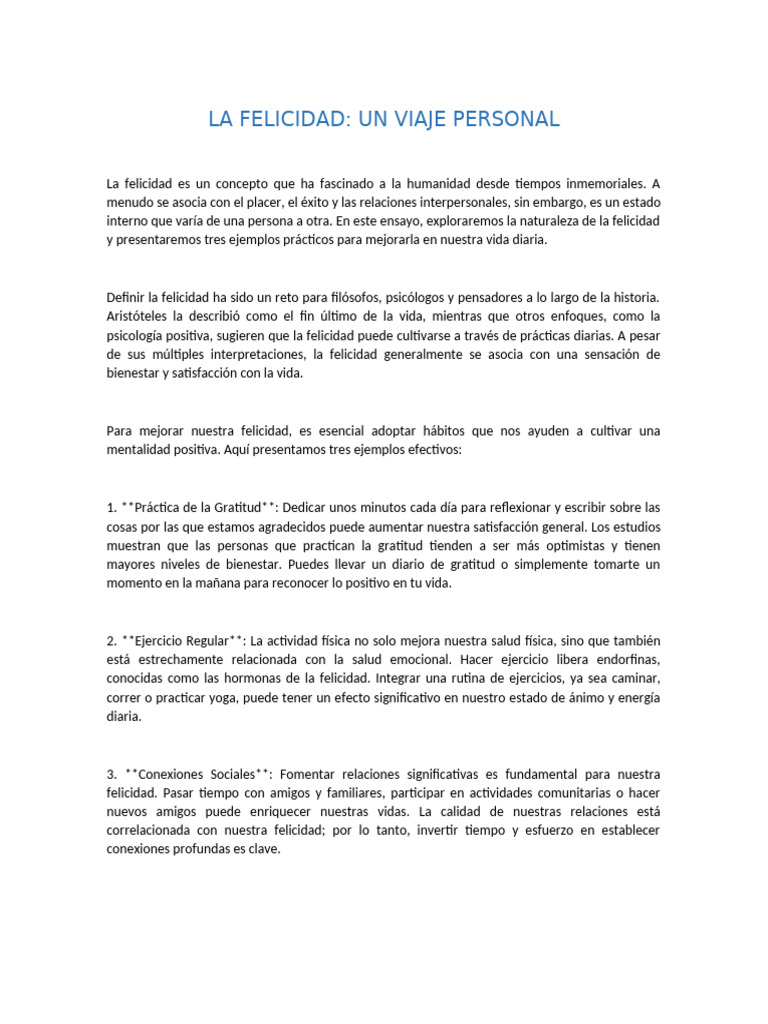 La Felicidad | PDF | Felicidad | Gratitud