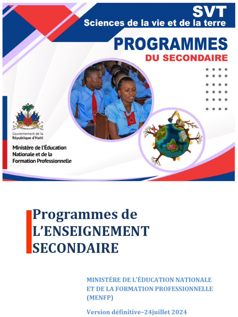 Programmes du Nouveau Secondaire en Haïti | PDF | Compétence ...