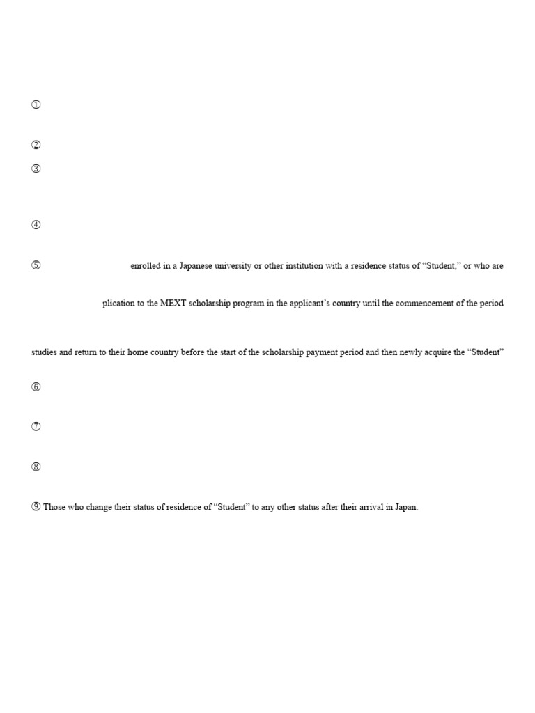 Requirement MEXT Scholarship | PDF
