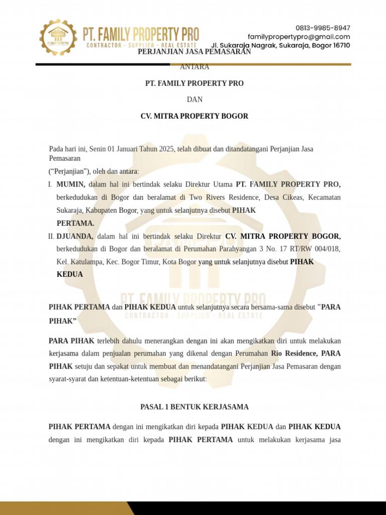 Penolakan SP3K dalam Perjanjian Pemasaran | PDF