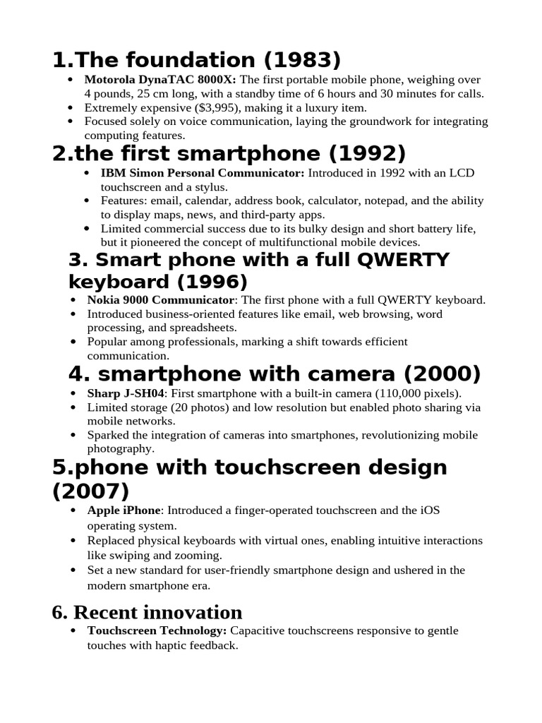 Evolution of Smartphones: Key Milestones | PDF
