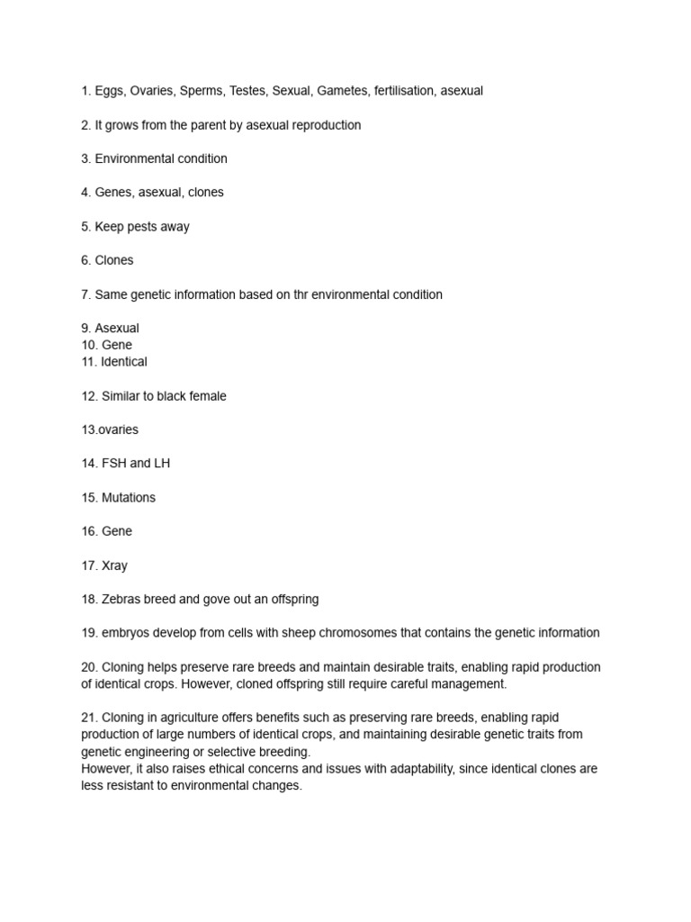 Bio Work - Genetics and Evolution QP | PDF | Reproduction | Cloning